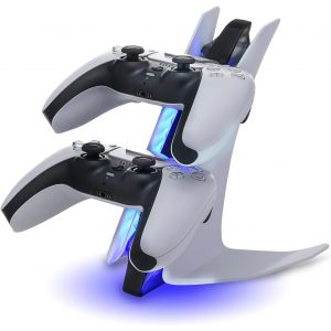 Chargeur De Manette Ps5, Station De Charge De Manette Playstation 5 Avec Lumi&egrave;re Led Et C&acirc;ble De Chargeur - Neuf