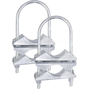 Bloc De Mâchoire En V Double Mât D'Antenne À Pince De Mât (Ensemble De 2) Boulons En U Combinaison Finie Antirouille Pour Support De Montage De Tuyau D'Antenne Tv Cb Ham - Neuf