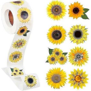 Autocollants De Tournesol,1,5 Pouce Étiquettes De Tournesol Avec 8 Motifs De Tournesol Rouleaux D'autocollants De Tournesol Auto-Adhésifs Pour Noël Thanksgivin - Neuf