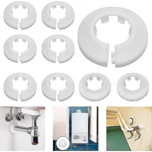 Couvercle de tuyau d'&eacute;cusson de radiateur pour radiateur chauffage plomberie sol mur couvercle 16mm / 20mm / 25mm 24pcs (blanc) - Neuf