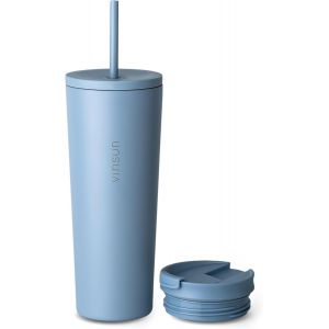 Tianyi-Mug Isotherme Avec Paille Et Couvercle 720ml - Acier Inoxydable, Anti-Fuite, Double Paroi, Boissons Chaudes Et Froides - Tasse Isotherme Pour Voyage, Voiture, Uni - Neuf