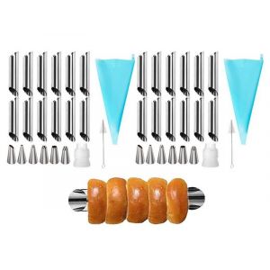 Ensemble De 21 Ustensiles De Cuisson Pour G&acirc;teaux Et Pains, Avec Moules &Agrave; Cannoli, Douilles Et Accessoires - Neuf