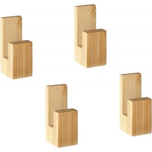 Danhol &reg; Set 4 Crochet Adhesif Mural - Accroche Serviette Salle de Bain - Porte Manteau Mural Sans Percage - Accroche Torchon - Crochets et Pat&egrave;res pour la Maison - Porte Serviette Bambou - Neuf