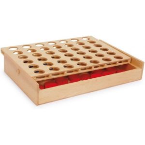 Eryi-3460 Jeu De Société ""Puissance 4, Format Voyage "", ""Puissance "" Version De Voyage Dans Une Boîte En Bois - Neuf
