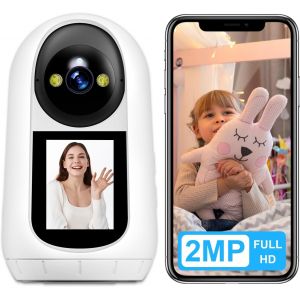 CHECARZHN--NO1-Caméra De Surveillance Intérieure 2Mp, Caméra Vidéo Bidirectionnelle Avec Écran 2,4 Pouces, 355°/90°, Vision Nocturne Ir Et Détection De Mouvement, Compatible Avec Alexa/Google Home, 2.4Ghz - Neuf