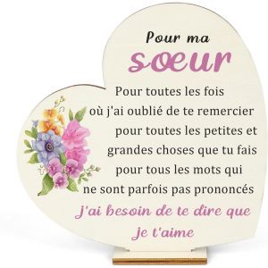 KALANKA-Cadeau Soeur Anniversaire Idee Cadeau Fete des Meres pour Soeurs Collègue Cadeaux Fête des Mère Wooden Ornamente Personnalisé Merci Cadeaux Noel pour Grande Soeur BFF Meilleure Amie Soeurs No - Neuf