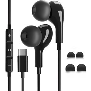 Écouteur USB C,Ecouteurs Filaire Type C avec Microphone Compatible avec iPhone 16 15 Pro Max Plus,iPad Pro Air,Huawei P70/60/50,Samsung Galaxy S25/S24/S22/S21/Ultra,Google Pixel 9/8,Xiaomi,Android - Neuf