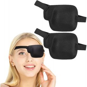 Jgd-3pi&egrave;ces Cache-?il 3d Noir R&eacute;glable,Patch D'oeil Strabisme Ajustable,Patchs Oculaires R&eacute;glable Patchs,Pour Le Strabisme, Les Amblyopes, La R&eacute;&eacute;ducation Post-Op&eacute;ratoire De L'?il,Oeil Gauche - Neuf