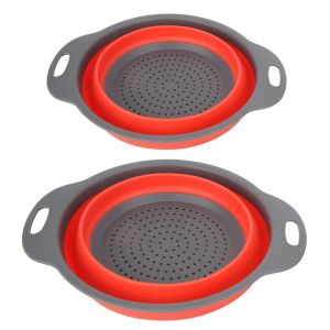 Hjlian Lot De 2 Passoires Pliables Pour Fruits Et Legumes, Paniers Filtrants, Fournitures De Cuisine, Rouge - Neuf