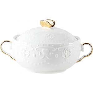 Bols De Fen&ecirc;tre Avec Poign&eacute;es Et Couvercle,Bol En C&eacute;ramique Avec Bols,Poign&eacute;e Avec Poign&eacute;es Et Couvercle,Cuill&egrave;re,Cuill&egrave;re En C&eacute;ramique,Assiette &Agrave; Soupe Pour La Soupe - Neuf