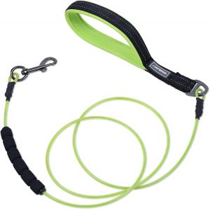 Anti-M&acirc;chouille Laisse Pour Chien, Laisse En Cha&icirc;ne Avec Poign&eacute;e R&eacute;fl&eacute;chissante En Mousse Douce, Corde En Acier Inoxydable Imperm&eacute;able, 182cm, Vert - Neuf