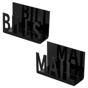 Porte-lettres en acrylique noir - Lot de 2 organisateurs de bureau &eacute;l&eacute;gants et multifonctionnels pour le bureau et la maison - Neuf