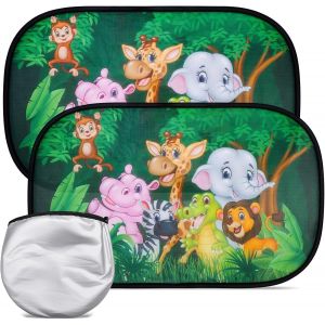Pare Soleil Voiture B&eacute;b&eacute;,2pcs Set,50 * 30cm Protection Solaire De Fen&ecirc;tre De Voiture De Tourisme,Pare-Soleil Auto-Adh&eacute;sifs Pour Enfants,Sac Rangement,Universelle-Protection Solaire Et Uv - Neuf