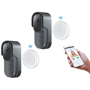 Sonnette vid&eacute;o intelligente sans fil avec vision nocturne et interphone - Neuf