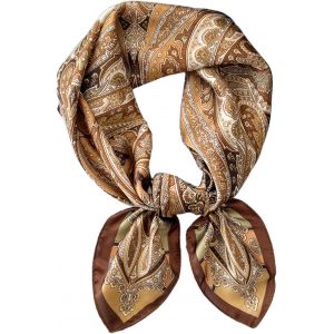 Kalanka-Foulard Cheveux Femme, Bandana Marron, Cou Ou Sac, Foulard Fille Carr&eacute; L&eacute;ger Et Polyvalent Pour Femme Et Homme, Bandana Marron &Eacute;l&eacute;gant Foulards Femme Pour Tenues Quotidiennes Et Voyage (70x70 - Neuf