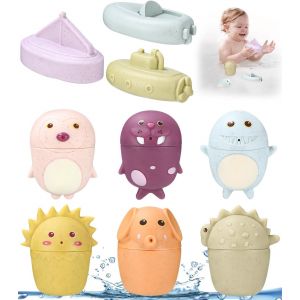 ERYI-9 Pièces Jouets De Bain,Jouet Bain Bébé En Silicone Jeux De Bain Pour Enfants D'Eau À Presser Jouets De Bain Bébés San Bpa,Noël Cadeaux D'Anniversaire Pour La Baignoire Plage Pour 1 2 3 4 Ans - Neuf