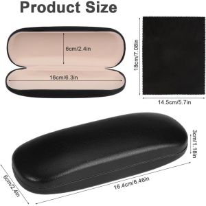 Kathlelxh-3 Pièces Étuis À Lunettes Rigides Avec 3 Chiffon De Nettoyage, Boîte À Lunettes De Soleil En Cuir Pu, Boite Lunettes Rigide Portable, Boîte À Lunettes Anti Chute Pour Homme Femme E[H766] - Neuf