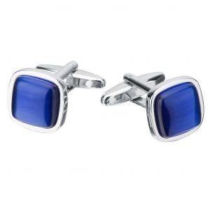 Boutons De Manchette Carr&iquest;&iquest;S ?Il-De-Chat Fonc&iquest;&iquest; Brillant, Bleus, Taille Unique, Pour Homme Et Femme, Accessoire De Costume. - Neuf