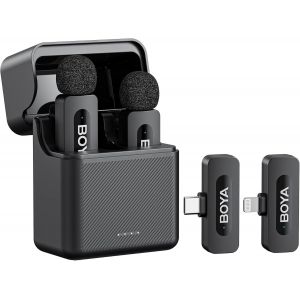 By-V3 Microphone Combin&eacute; Sans Fil Pour Iphone, Android, Mini Microphone, Utilisation 36 H, Chaque Tx 9 H, Suppression Du Bruit, Micro Cravate Usb-C Portable, Micro Cravate &Agrave; Clipser &Agrave; 360&deg; Pour - Neuf