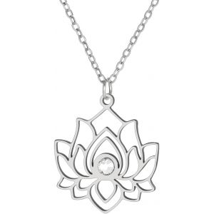 Kal-Lotus Flower Collier De Charme Pour Les Femmes Yoga Lotus Protection Collier Pendentif En Acier Inoxydable Inspiration Yoga Healing Unalome Symbole Amulette Bouddha Yoga Bijoux - Neuf