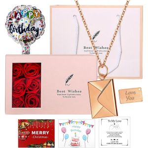 Kal-Collier Enveloppe Photo Personnalisé Pendentif Livre Personnalisable En Acier Inoxydable - Bijoux Avec Médaillon Gravé Avec Message Cadeau Secret Pour Couples Et Famille - Neuf