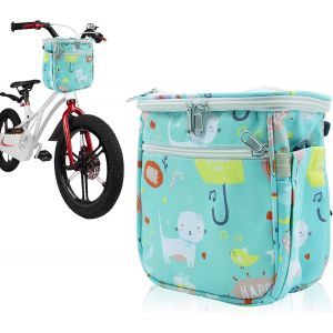 Panier Velo Enfant,Sacoche De Guidon Pour Enfant Avec Housse Imperm&eacute;able Et Bandouli&egrave;re,Panier De V&eacute;lo Pour Tricycle Enfant Adapt&eacute; &Agrave; La Plupart Des V&eacute;los Pour Enfants,Draisienne (Vert) - Neuf