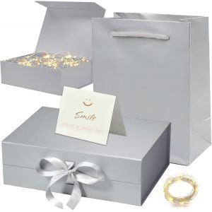 TRAHOO-Boite Cadeau Magnetique avec Couvercle,Bowknot Boite Cadeau,Bowknot Boite Cadeau avec Ruban et Carte,Boite Papier avec Ruban,Boite Cadeau Vide Décorative Boîte,Boîte Cadeau Avec Couvercle - Neuf