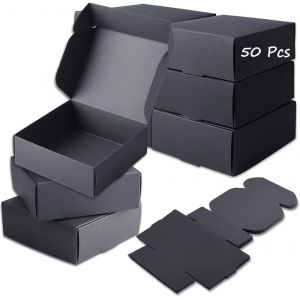 50 Pi&egrave;ces Noir Bo&icirc;tes Cadeaux Sacs Cadeaux,Bo&icirc;tes Cadeaux En Carton,Kraft Bo&icirc;tes De Bonbons,7,5 X 7,5 X 3Cm Bo&icirc;te-Cadeau En Papier Kraft Avec Couvercles Pour F&ecirc;tes,Anniversaires,Mariages,No&euml;l - Neuf