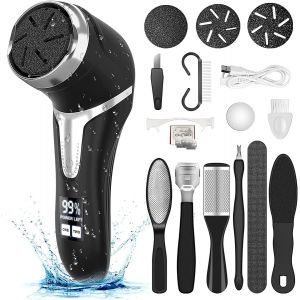 Checarzhn--No1-Rapeuse Pieds Electrique, Râpe Electrique Pieds Professionnel Rechargeable Ipx7 Etanche,Rappe Pieds Pédicure Electrique 2 Vitesses 3 Rouleaux Corne Peau Morte Couvercle De Protection - Neuf