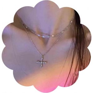 Kal-Collier Ras Du Cou Boho Croix Pendentif Croix En Cristal Collier Croix En Argent Cz Collier Vintage Minuscule Collier De Foi Bijoux Pour Femmes Et Filles - Neuf