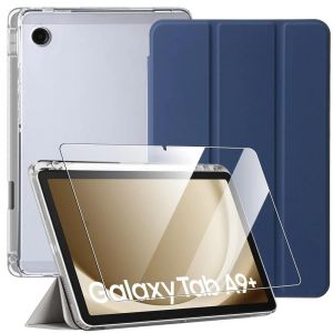 Coque + Verre Tremp&eacute; Pour Samsung Galaxy Tab A9 Plus / A9+ (11 Pouces) Protection Bleu Marine Avec Porte-Stylet - Neuf