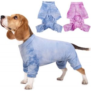 Jgd-Vetement Pour Chien Avec Trou De Laisse Et 4 Jambes, Doux Et Respirant, Body Chiens Pyjama Manteau Pour Chien Petite Moyen Grand Taille, Bleu, L - Neuf