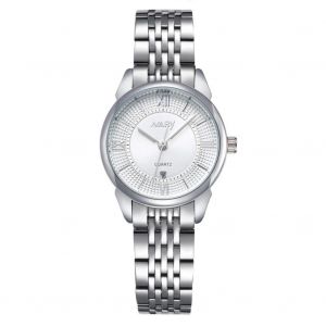 Nary &Eacute;tanche Chiffres Romains Cadran Acier Inoxydable Bracelet Couple Montre (Blanc Pour Femme) - Neuf