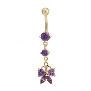 Bague De Nombril En Zircone Cubique Pour Femme (Verge Doree Violette) - Neuf