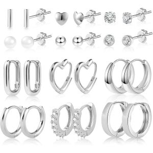 Kal-6 Pcs Boucles Doreilles Femme Acier Inoxydable Piercing Oreille Cartilage Helix, S925/Plaqué Or 14 Carats - Neuf
