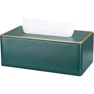 Boîte Rectangulaire De Mouchoirs En Cuir (Vert Foncé) - Neuf