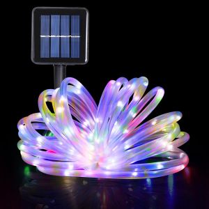 Guirlande Tube Lumineuse Solaire, Étanche Guirlande Lumineuse 12 Mètre 8 Modes 100 Led Solaire Tube Lumineux Pour Jardin Chambre Mariage Fête Décoration De Noël - Neuf