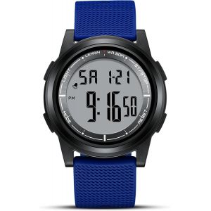 Montres Digitales Pour Hommes Montres &Agrave; Grand Cadran Pour Hommes Avec Bracelet En Silicone Montres Digitales De Sport &Eacute;tanches &Agrave; 30m Avec Alarme/Chronographe/Calendrier/R&eacute;tro-&Eacute;clairage Led.[J235] - Neuf
