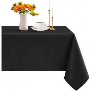 ChenQuanSarl-Nappe Lavable - Rectangulaire - 100 X 140 Cm - Imperm&eacute;able - Effet Lotus - Nappe Anti-Taches - Pour Table &Agrave; Manger, Ext&eacute;rieur, Jardin, Ext&eacute;rieur - Noir - Neuf