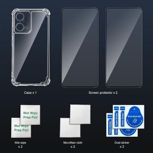 3 en 1 Verre Tremp&eacute; et Coque pour Xiaomi Redmi Note 12 Pro 5G / Poco X5 5G (Pas 4G), [Coussin d'air Int&eacute;gr&eacute;] Anti-Jaunissement Souple TPU Bumper Coque Protection, Transparente - Neuf