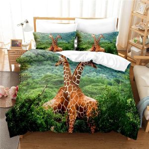 Housse De Couette X Cm Enfant Girafe Verte Parure De Lit Personnes Avec Fermeture &iquest;&iquest;Clair Doux Respirant Confortable Microfibre Housse De Couette Et Taie D'oreiller X Cm - Neuf