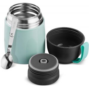 Jexnovashop-Bo&icirc;te Alimentaire Isotherme 450ml, Thermos Alimentaire Chaud, Acier Inoxydable Boite Repas Isotherme, Thermo Isolant Contenant Avec Cuill&egrave;re, &Eacute;tanche, Sans Bpa, Pour Ecole, Bureau, Campin - Neuf