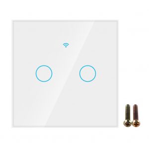Interrupteur tactile Wi-Fi a cercle unique pour Alexa et Google, 2 voies, AC 100-250 V (prise UE blanche) - Neuf