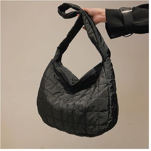 TZF-Grand sac fourre-tout matelassé en duvet pour femme, sac fourre-tout doux en treillis pour l'automne et l'hiver - Neuf