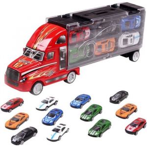 Hicollie? Set 1Pcs Camion Transport + 12Pcs Petit Voiture V?hicule Moule Mod?le Jouet Enfants Gar?ons Cadeau - Neuf