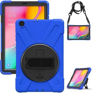 Coque Pour Samsung Galaxy Tab A 2019 10.1 Pouces T510/T515, Antichoc Robuste &Eacute;tui Avec Support Rotatif, Dragonne Et Bandouli&egrave;re R&eacute;glable Tpu + Pc Housse Pour Galaxy Tab (Sm-T510 Sm-T515), Bleu - Neuf