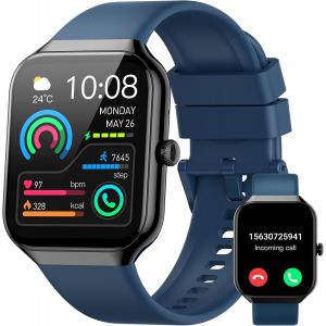 Montre Connectée Homme Femme, 1.96"" Montre Connectee Appel Bluetooth,113+Sportifs Montre Sport Cardiofrequencemètre/Moniteur Sommeil/Podometre Smartwatch,Montre Intelligente Pour Android Ios, Bleu - Neuf