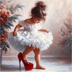 Ayuhr-30x30cm Diamond Painting Petite Fille Ballet Petite Fille Portant Des Talons Hauts Peinture Diamant Fille, Painting Diamant Fille, Broderie Diamant Petite Fille Pour Décoration Murale - Neuf
