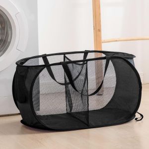 Panier à linge pliable, 2 compartiments noir panier à linge pop-up panier à linge pliable panier à linge noir Panier à linge pliable avec poignée pour le rangement du linge et des jouets - Neuf