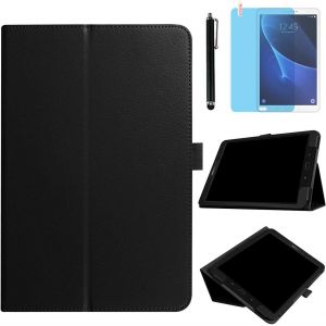 Étui Pour Samsung Galaxy Tab E 9,6"" 2015 Case (Sm-T560 T561 T565 Sm-T567v),Coque De Protection Complète En Cuir Avec Support,Stylet Et Film D'écran (Black) - Neuf